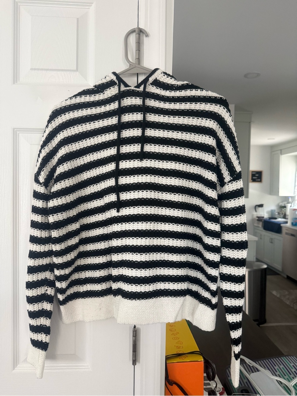 Workshop Republic Clothing Black and White Striped Crewneck Sweater
